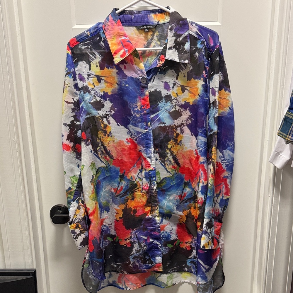 John Mark Multicolor Abstract Blouse
